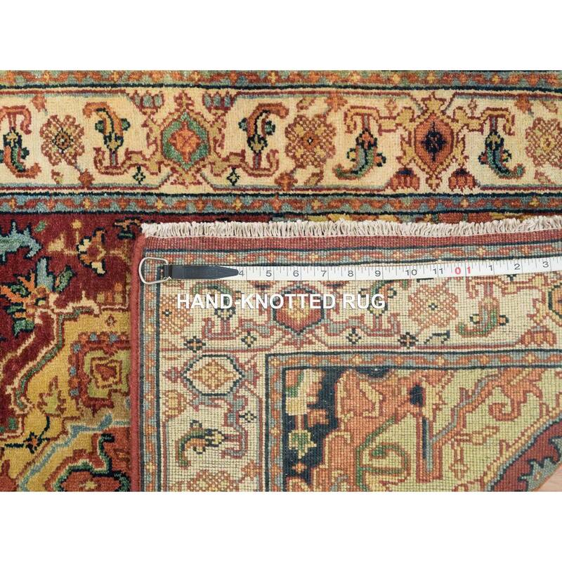 Shahbanu Rugs Terracotta Red Hand Knotted Antiqued Fine Heriz Re